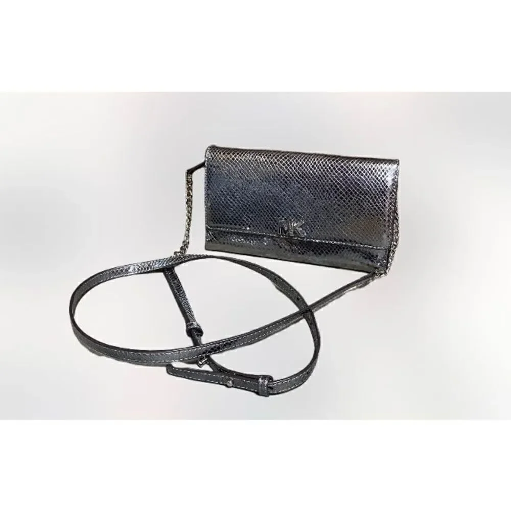 Michael Kors Gunmetal Metallic Crossbody Clutch NWOT